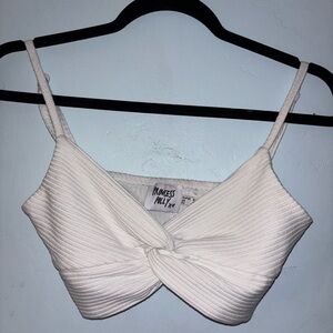 Princess Polly Cream Tie Front Ribbed Camisole